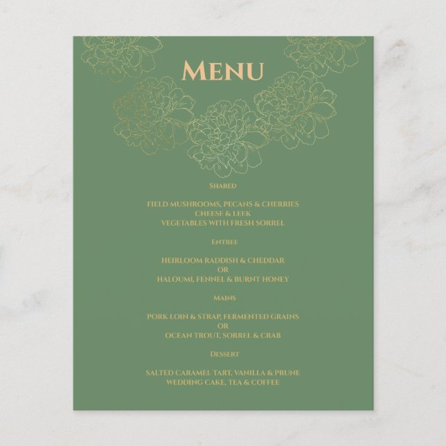 Elegant WEDDING MENU. Menu (Front)
