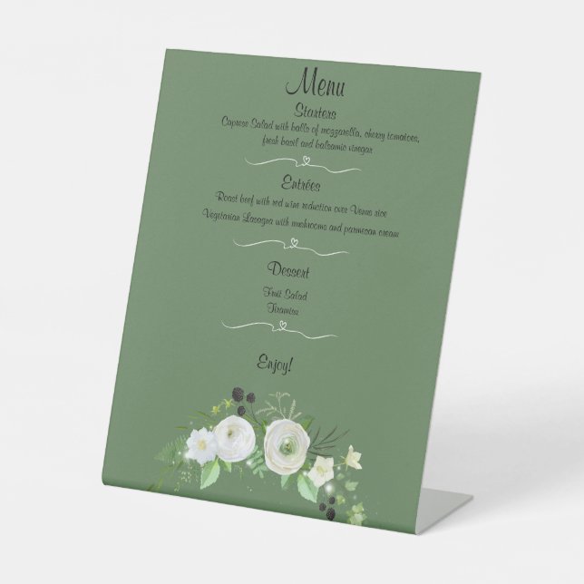 Elegant Wedding Menu Pedestal Sign (Front)