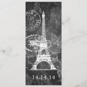 Elegant Wedding Menu Romantic Paris Black