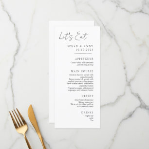 Elegant wedding menus