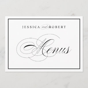 Elegant Wedding Menus Sign Black Border