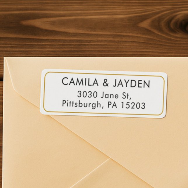 Elegant Wedding Minimal Gold Border Return Address Label (Creator Uploaded)