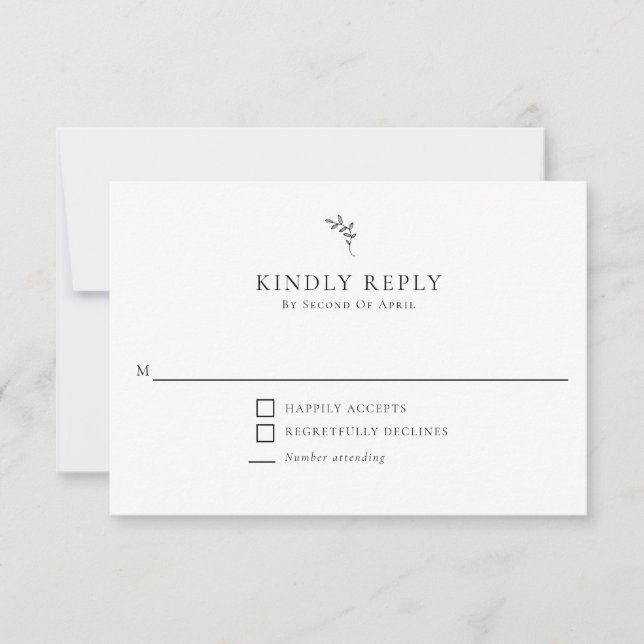 Elegant Wedding Minimal Monogram RSVP Kindly Reply (Front)
