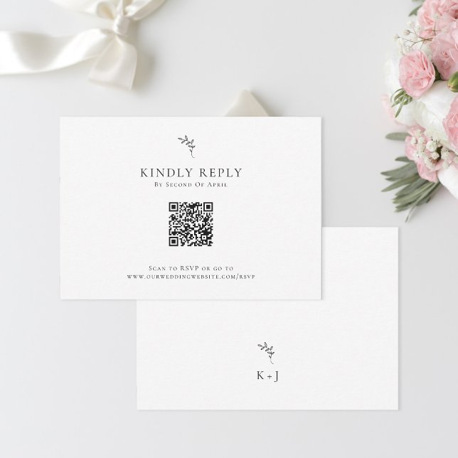 Elegant Wedding Minimal Monogram RSVP QR Code Card (Creator Uploaded)