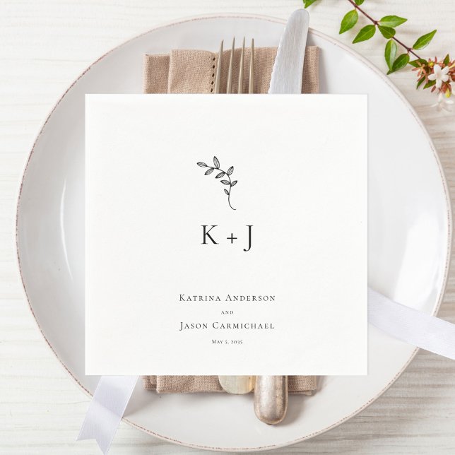 Elegant Wedding Minimal Simple Monogram Napkin (Creator Uploaded)