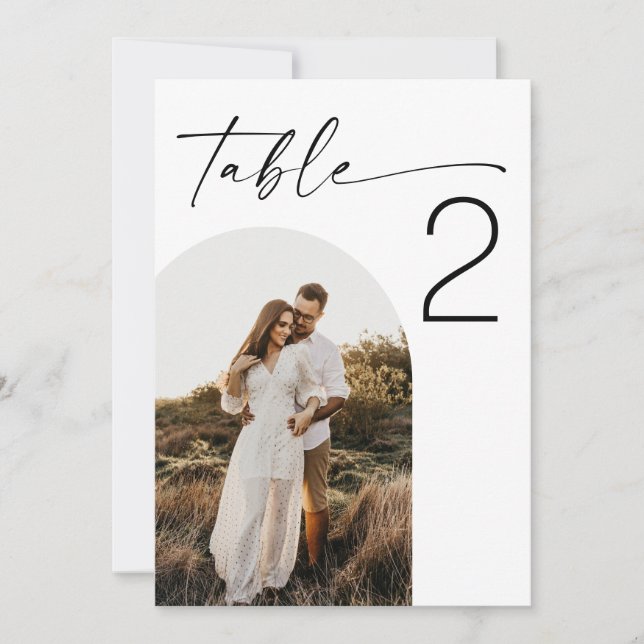 Elegant Wedding | Minimalist Photo Table Number (Front)