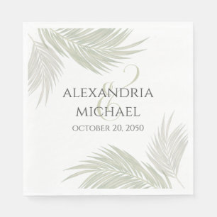 Elegant Wedding Minimalist Tropical Palm Leaves Napkin