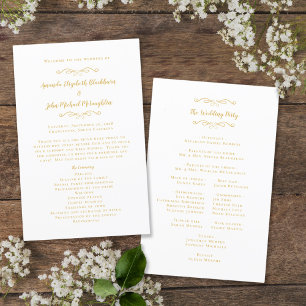 Elegant Wedding Modern Ceremony Chic Gold Program 