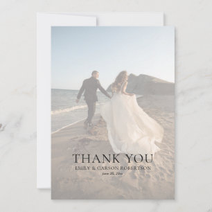 Elegant Wedding Modern Faded Photo Monogram  Thank You Card