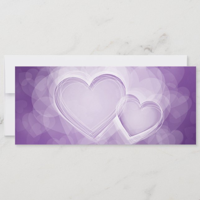 Elegant Wedding Modern Hearts Purple Invitation (Front)