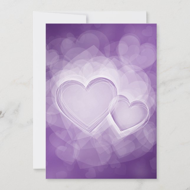 Elegant Wedding Modern Hearts Purple Invitation (Front)