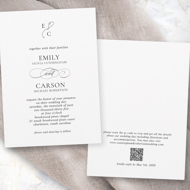 Elegant Wedding Modern Monogram Logo QR Code Invitation (Elegant Wedding Modern Monogram Logo QR Code Invitation)