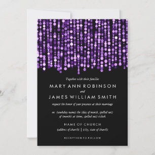 Elegant Wedding Modern Purple Lights Invitation