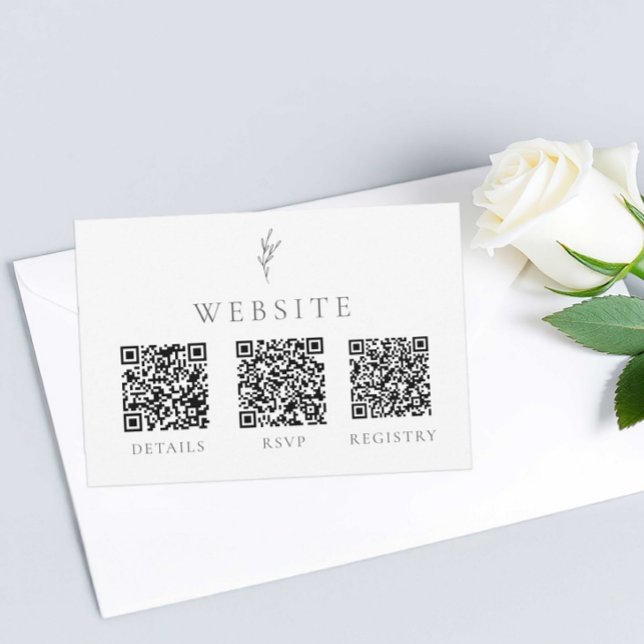 Elegant Wedding Monochrome QR Code Registry RSVP Card (Creator Uploaded)
