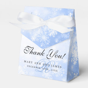 Elegant Wedding Monogram Blue Winter Wonderland Favour Box