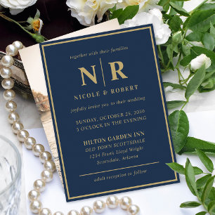 Elegant Wedding Monogram Bride And Groom Initials Invitation