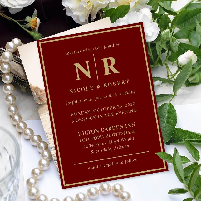 Elegant Wedding Monogram Bride And Groom Initials Invitation (Creator Uploaded)