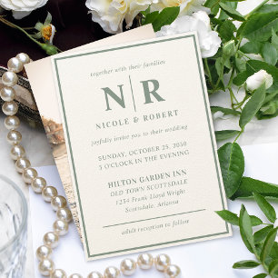 Elegant Wedding Monogram Bride And Groom Initials Invitation