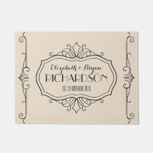 Elegant Wedding Monogram Choose Your Own Colour Hu Doormat