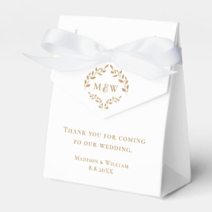 Elegant Wedding Monogram Crest Leaf Simple Custom Favour Box