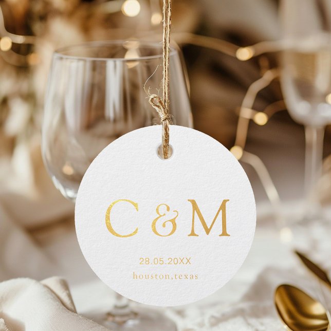 Elegant, wedding, monogram, foil gift tag (Creator Uploaded)