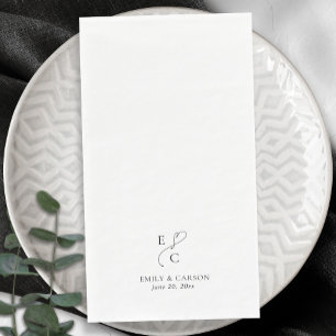 Elegant Wedding Monogram Logo Initials Names Date Napkin