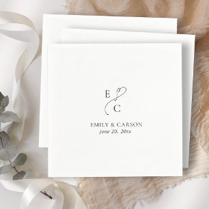 Elegant Wedding Monogram Logo Initials Names Date Napkin