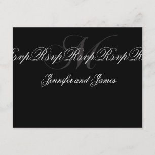 Elegant Wedding Monogram M RSVP Cards Black