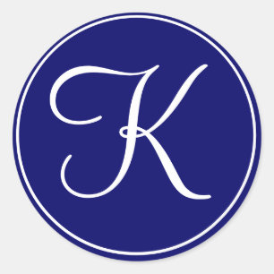Elegant Wedding Monogram Navy White Labels