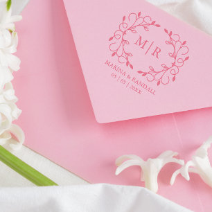 Elegant Wedding Monogram Ornament Initials Rubber Stamp
