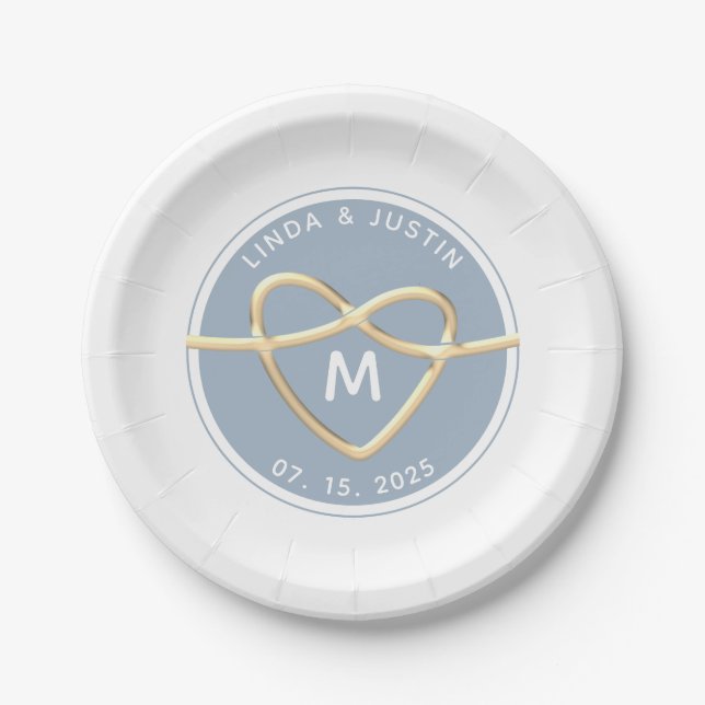 Elegant Wedding Monogram Paper Plate (Front)
