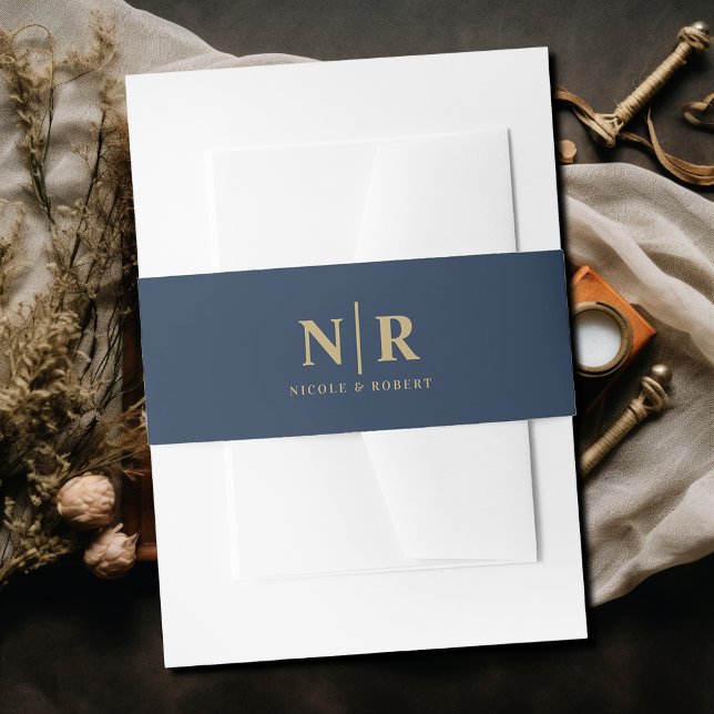 Elegant Wedding Monogram Personalised Invitation Belly Band (Creator Uploaded)