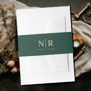 Elegant Wedding Monogram Personalised Invitation Belly Band