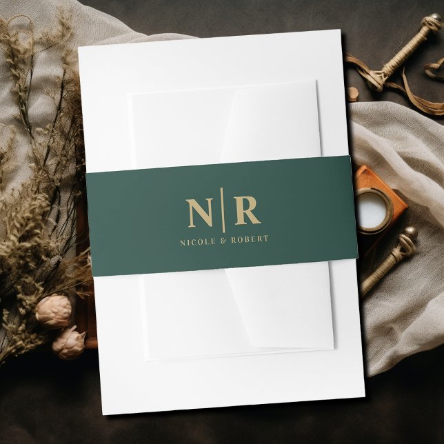 Elegant Wedding Monogram Personalised Invitation Belly Band (Creator Uploaded)