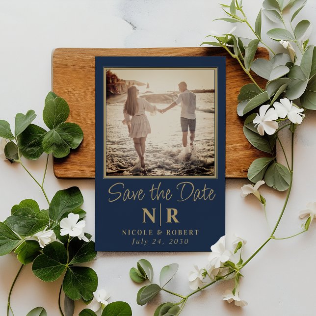 Elegant Wedding Monogram Photo Save The Date Magnetic Invitation (Creator Uploaded)