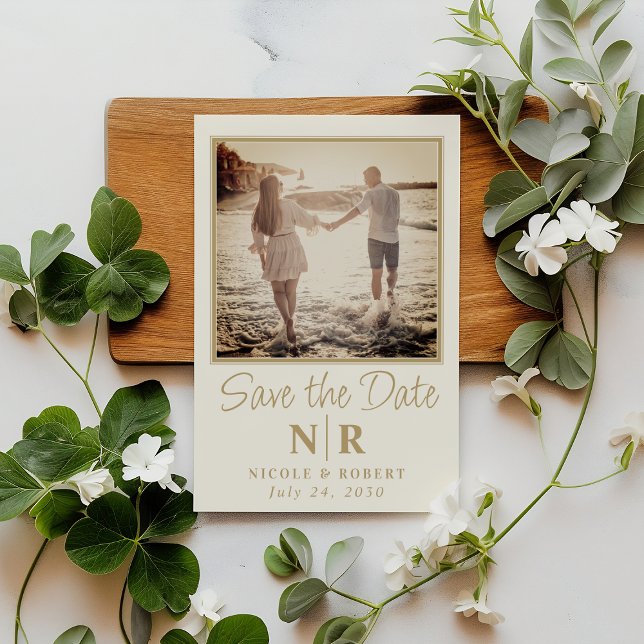 Elegant Wedding Monogram Photo Save The Date Magnetic Invitation (Creator Uploaded)