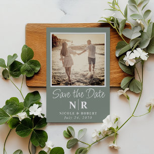 Elegant Wedding Monogram Photo Save The Date Magnetic Invitation