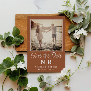 Elegant Wedding Monogram Photo Save The Date Magnetic Invitation