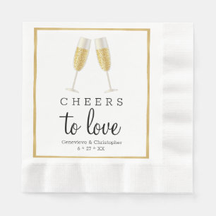 Elegant Wedding Napkin Gold Cheers to Love Paper