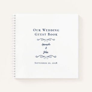 Elegant Wedding Navy Blue Chic Budget Guest Book 