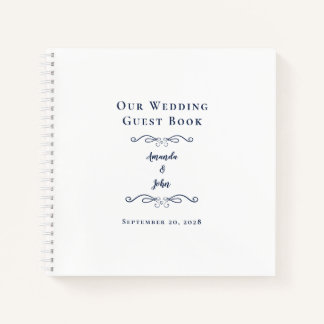 Elegant Wedding Navy Blue Chic Budget Guest Book 