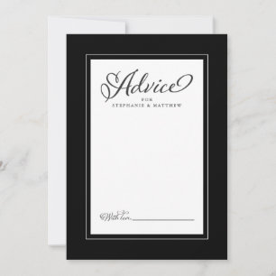 Elegant Wedding Newlywed Wishes Black Border Advice Card