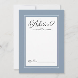 Elegant Wedding Newlywed Wishes Dusty Blue Border Advice Card