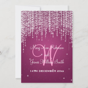 Elegant Wedding Night Dazzle Berry Pink Invitation