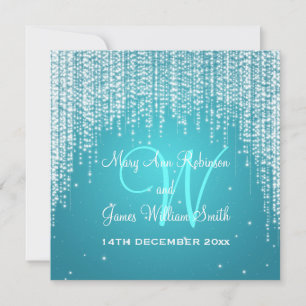 Elegant Wedding Night Dazzle Blue Invitation