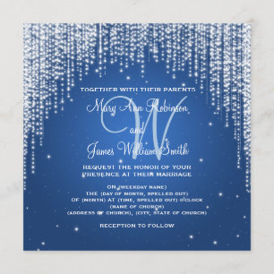 Elegant Wedding Night Dazzle Dark Blue Invitation