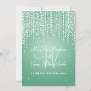Elegant Wedding Night Dazzle Mint Green Invitation