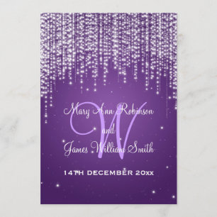 Elegant Wedding Night Dazzle Purple Invitation