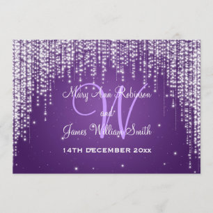 Elegant Wedding Night Dazzle Purple Invitation