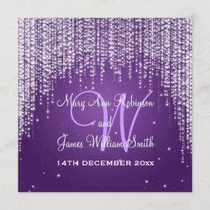 Elegant Wedding Night Dazzle Purple Invitation